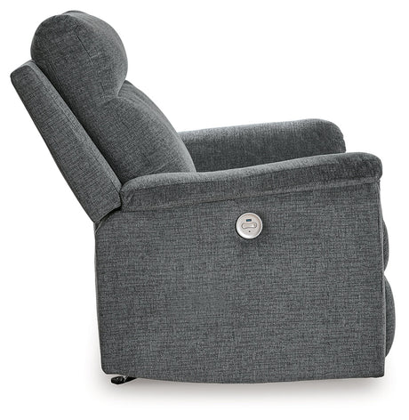 Barnsana Gravel Micro Chenille Power Recliner - Ornate Home