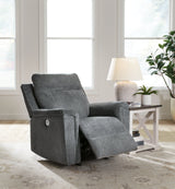 Barnsana Gravel Micro Chenille Power Recliner - Ornate Home