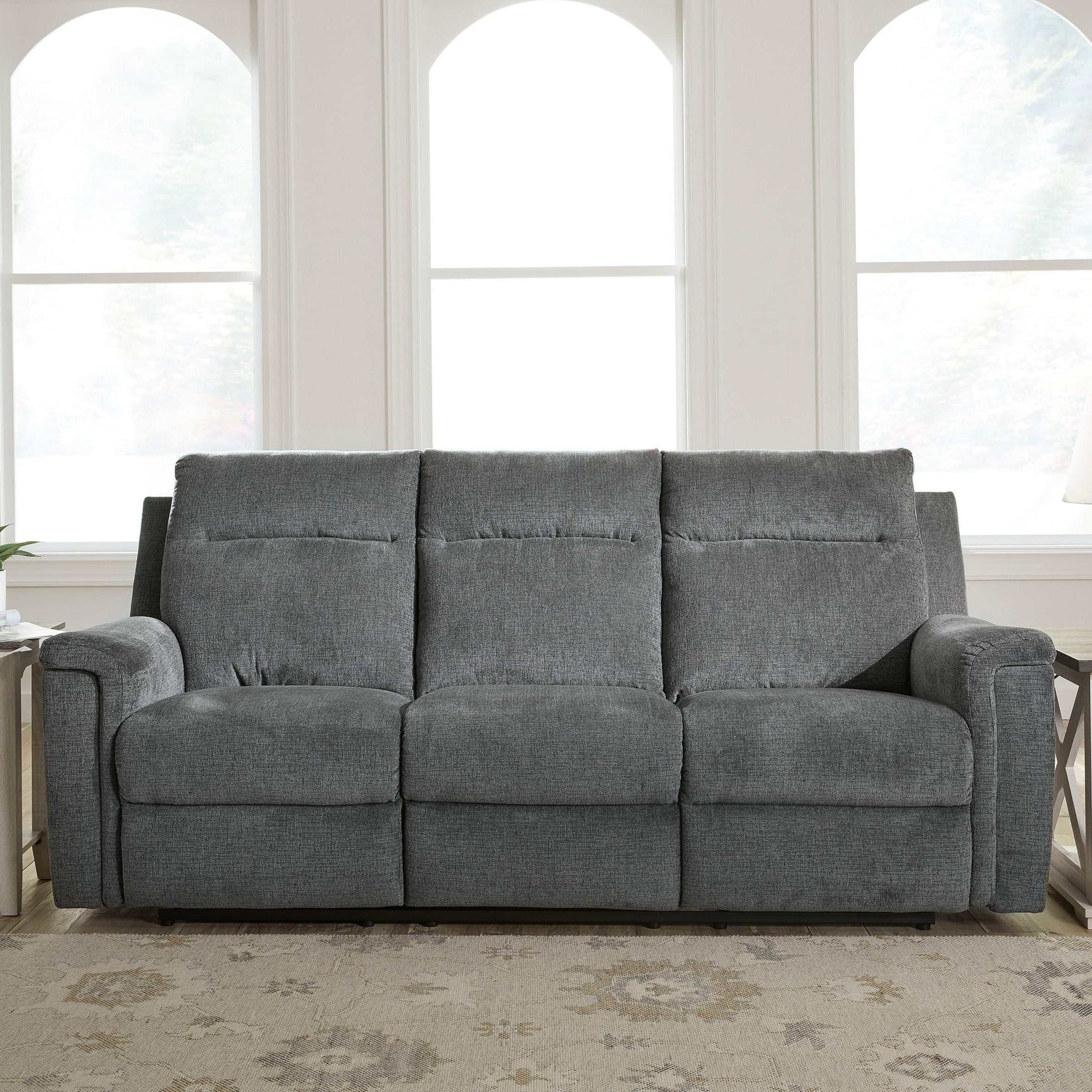 Barnsana Gravel Micro Chenille Power Reclining Living Room Set / 2pc - Ornate Home