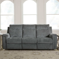 Barnsana Gravel Micro Chenille Power Reclining Living Room Set / 2pc - Ornate Home