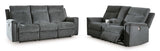 Barnsana Gravel Micro Chenille Power Reclining Living Room Set / 2pc - Ornate Home