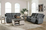 Barnsana Gravel Micro Chenille Power Reclining Living Room Set / 2pc - Ornate Home