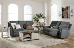 Barnsana Gravel Micro Chenille Power Reclining Living Room Set / 2pc - Ornate Home