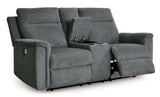 Barnsana Gravel Micro Chenille Power Reclining Living Room Set / 2pc - Ornate Home