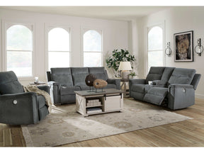 Barnsana Gravel Micro Chenille Power Reclining Living Room Set / 3pc (Online Special Price) - Ornate Home