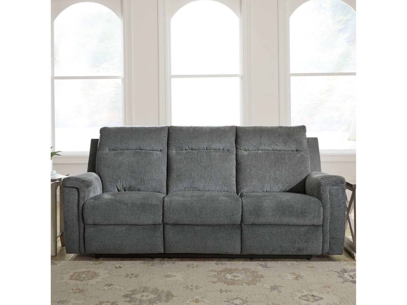 Barnsana Gravel Micro Chenille Power Reclining Living Room Set / 3pc - Ornate Home