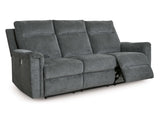 Barnsana Gravel Micro Chenille Power Reclining Living Room Set / 3pc - Ornate Home