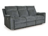 Barnsana Gravel Micro Chenille Power Reclining Living Room Set / 3pc - Ornate Home