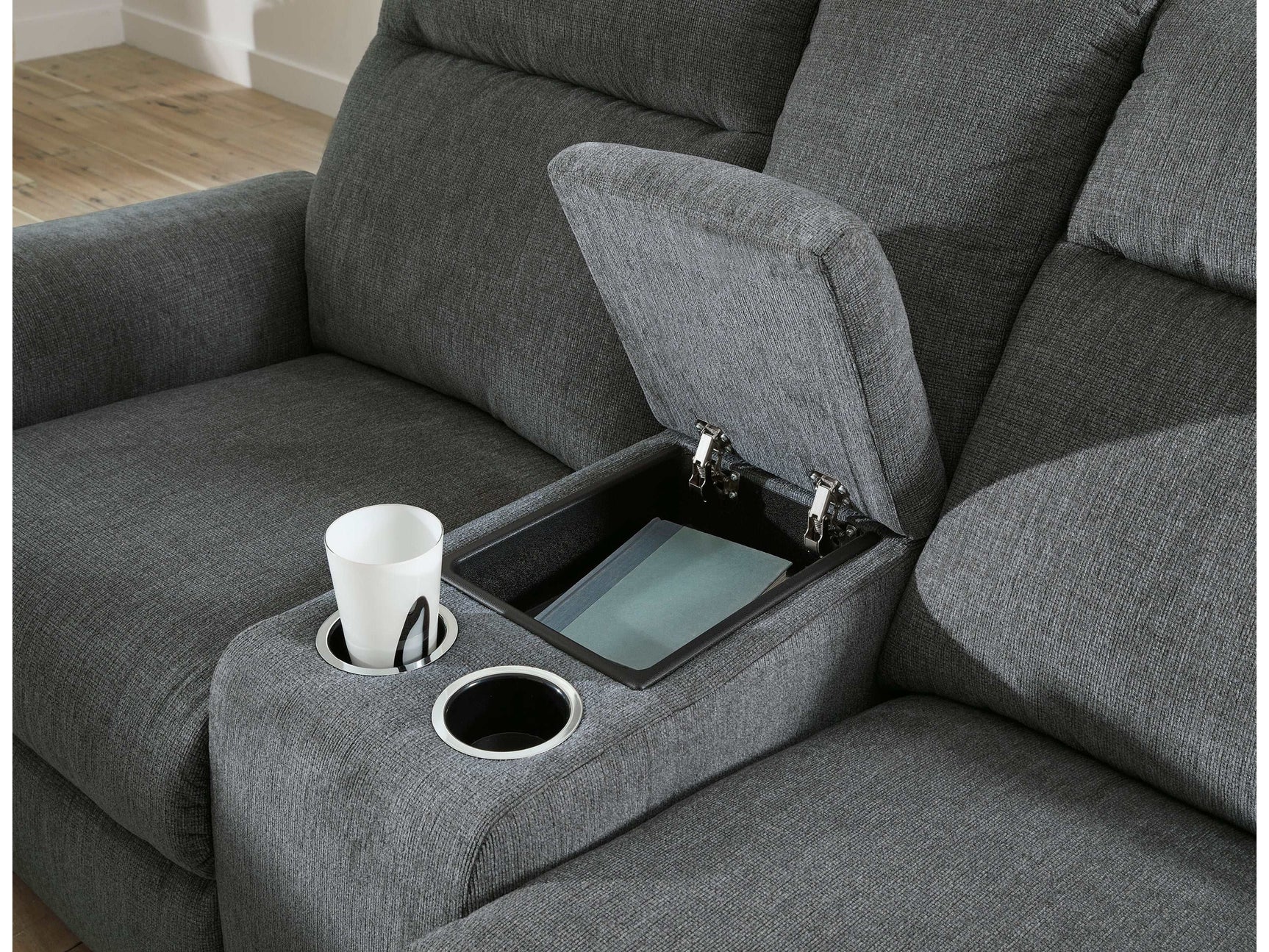 Barnsana Gravel Micro Chenille Power Reclining Living Room Set / 3pc - Ornate Home