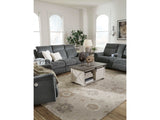 Barnsana Gravel Micro Chenille Power Reclining Living Room Set / 3pc - Ornate Home