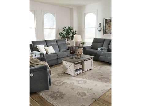Barnsana Gravel Micro Chenille Power Reclining Living Room Set / 3pc - Ornate Home
