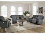 Barnsana Gravel Micro Chenille Power Reclining Living Room Set / 3pc - Ornate Home