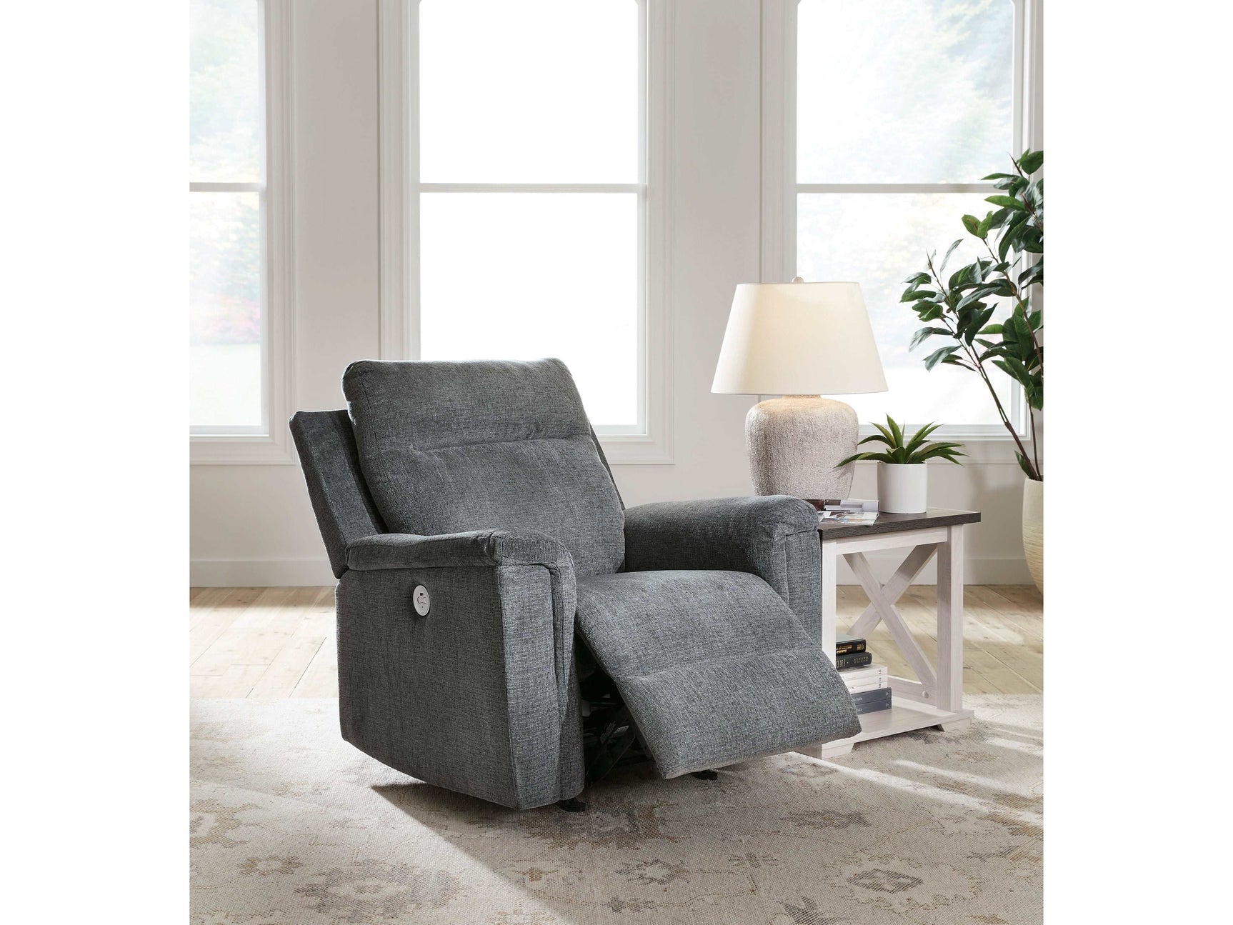 Barnsana Gravel Micro Chenille Power Reclining Living Room Set / 3pc - Ornate Home