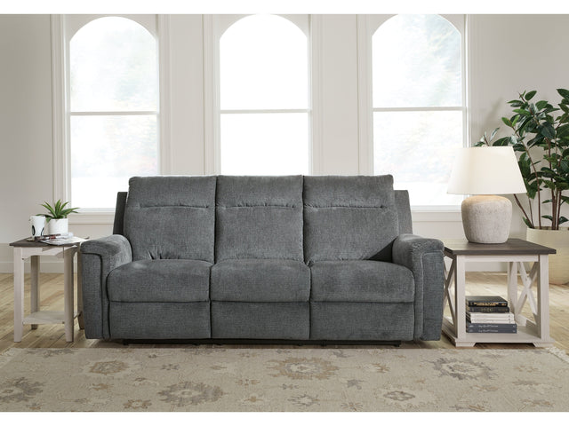 Barnsana Gravel Micro Chenille Power Reclining Sofa (Online Special Price) - Ornate Home
