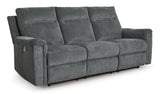 Barnsana Gravel Micro Chenille Power Reclining Sofa (Online Special Price) - Ornate Home