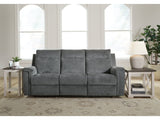 Barnsana Gravel Micro Chenille Power Reclining Sofa - Ornate Home