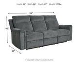 Barnsana Gravel Micro Chenille Power Reclining Sofa - Ornate Home