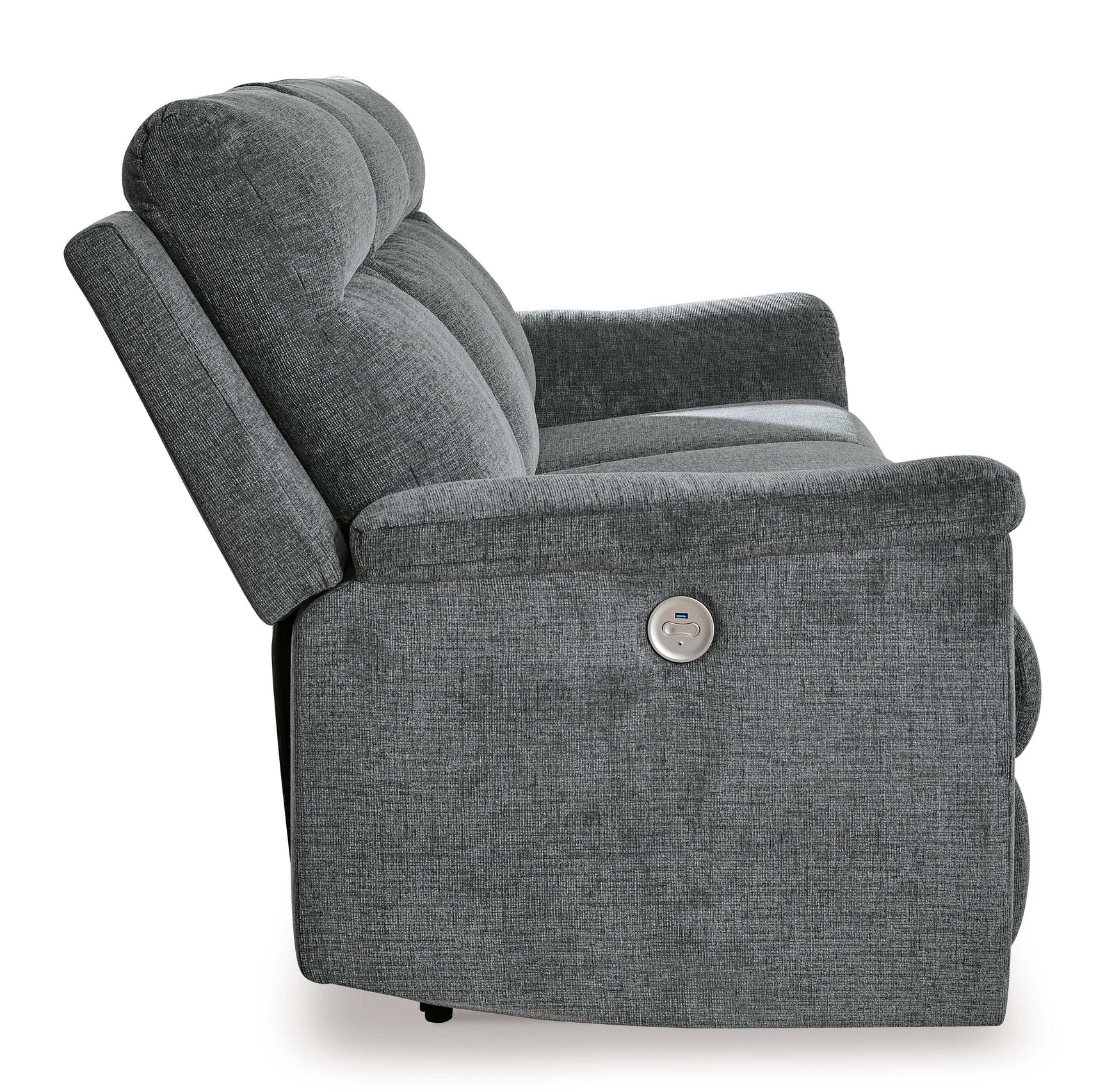 Barnsana Gravel Micro Chenille Power Reclining Sofa - Ornate Home