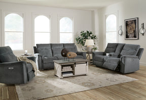 Barnsana Gravel Power Reclining Sofa, Loveseat and Recliner - Ornate Home