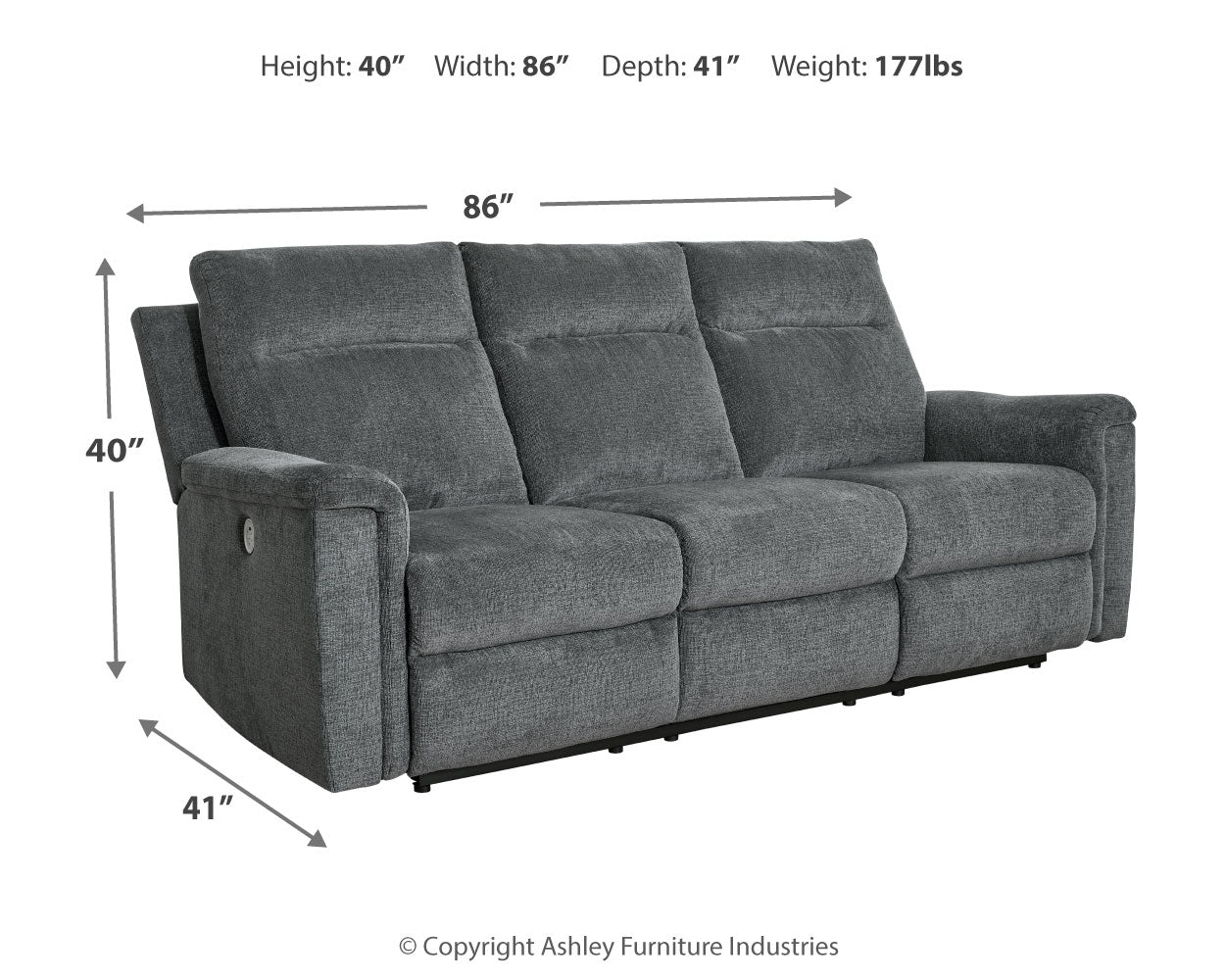 Barnsana Gravel Power Reclining Sofa, Loveseat and Recliner - Ornate Home