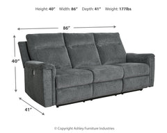Barnsana Gravel Power Reclining Sofa, Loveseat and Recliner - Ornate Home