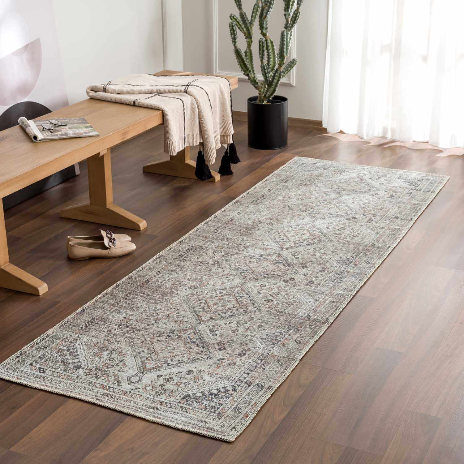 Barny Beige Flat Pile Washable Rug - Ornate Home
