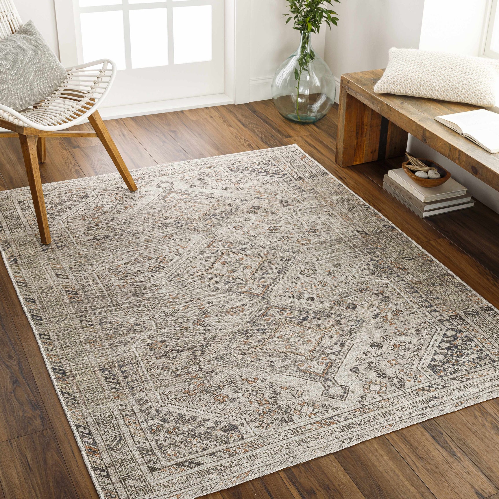 Barny Beige Flat Pile Washable Rug - Ornate Home