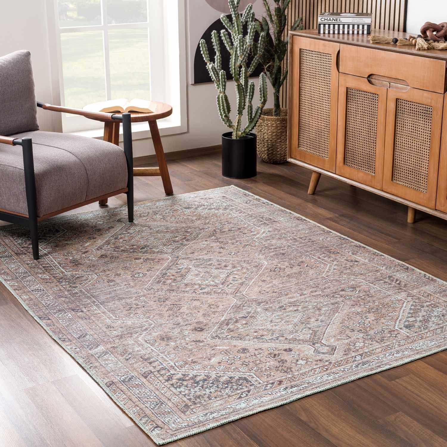 Barny Brown Flat Pile Washable Rug - Clearance - Ornate Home