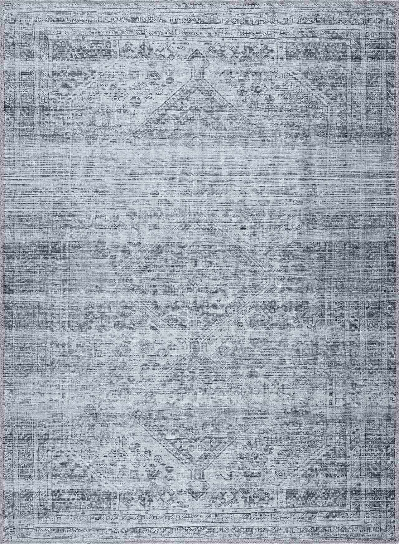 Barny Cream & Gray Washable Area Rug - Ornate Home