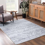Barny Cream & Gray Washable Area Rug - Ornate Home