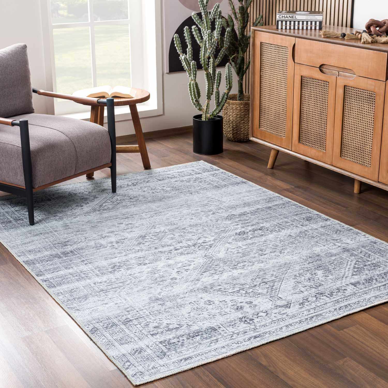 Barny Gray Blue Washable Rug - Clearance - Ornate Home