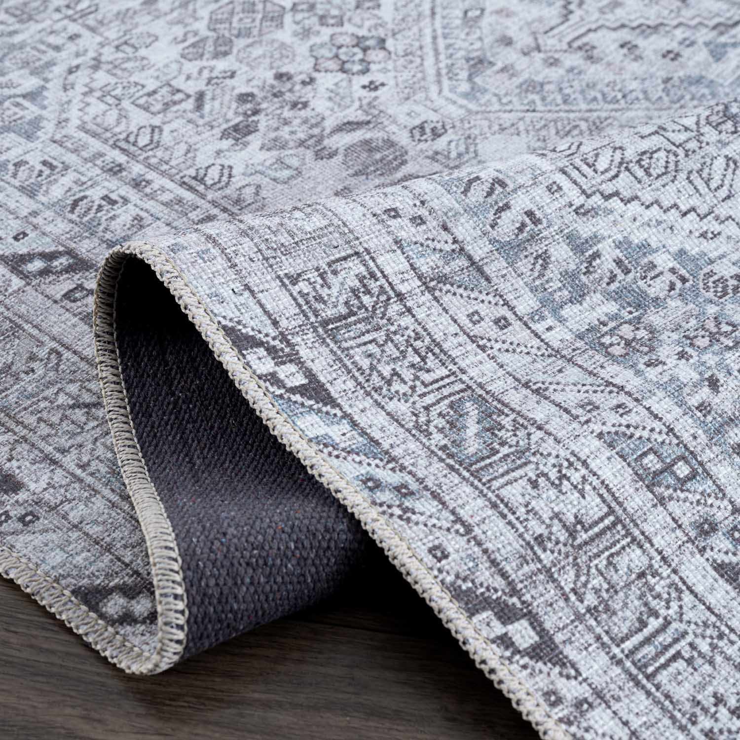 Barny Gray Denim Washable Rug - Clearance - Ornate Home
