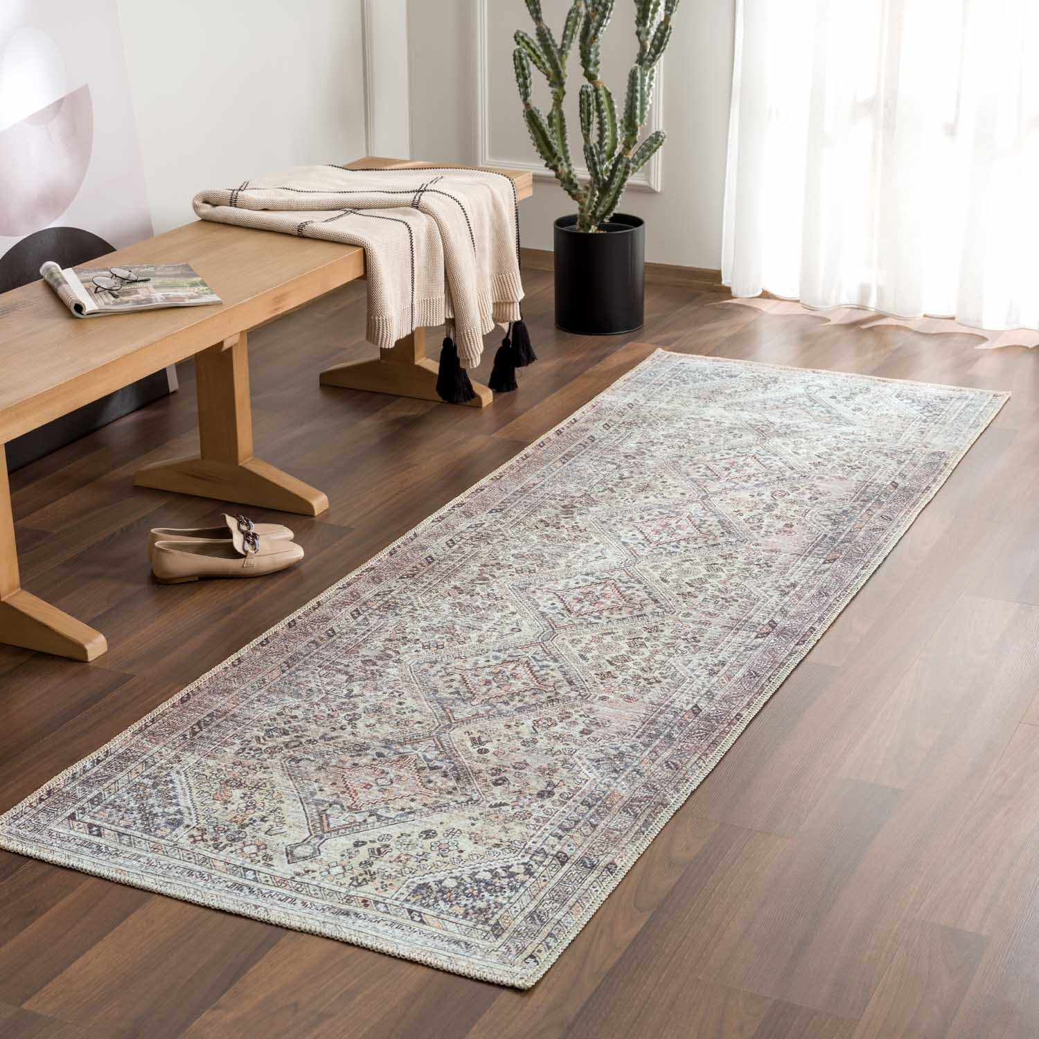 Barny Tan Washable Area Rug - Ornate Home
