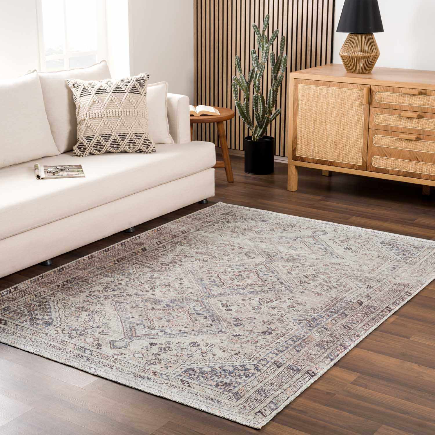 Barny Tan Washable Area Rug - Ornate Home