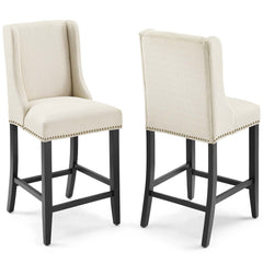 Baron Beige Upholstered Fabric Counter Stool (Set of 2) - Ornate Home