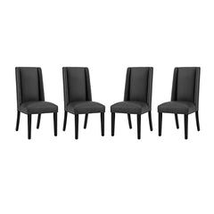 Baron Black Vinyl Dining Chair (Set of 4) - Ornate Home