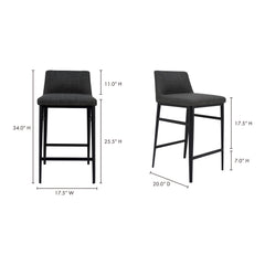 Baron Charcoal Grey Counter Stool - Ornate Home