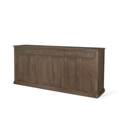 Baron Dark Brown/Antiqued Aged Brass Solid Wood 3-Drawer 6-Door Sideboard - Ornate Home