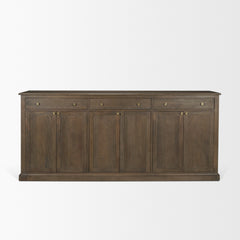 Baron Dark Brown/Antiqued Aged Brass Solid Wood 3-Drawer 6-Door Sideboard - Ornate Home