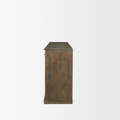 Baron Dark Brown/Antiqued Aged Brass Solid Wood 3-Drawer 6-Door Sideboard - Ornate Home