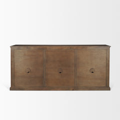 Baron Dark Brown/Antiqued Aged Brass Solid Wood 3-Drawer 6-Door Sideboard - Ornate Home
