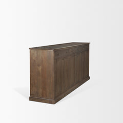 Baron Dark Brown/Antiqued Aged Brass Solid Wood 3-Drawer 6-Door Sideboard - Ornate Home