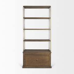 Baron Dark Brown/Antiqued Aged Brass Wood Metal 2-Door Open Shelving Unit - Ornate Home