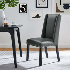Baron Gray Vegan Leather Dining Chair - Ornate Home