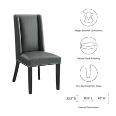 Baron Gray Vegan Leather Dining Chair - Ornate Home