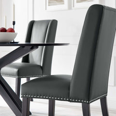 Baron Gray Vegan Leather Dining Chair - Ornate Home