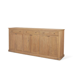 Baron Light Brown/Antiqued Brass Solid Wood 3-Drawer 6-Door Sideboard - Ornate Home