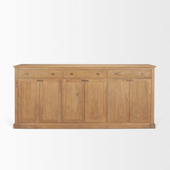 Baron Light Brown/Antiqued Brass Solid Wood 3-Drawer 6-Door Sideboard - Ornate Home