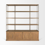 Baron Light Brown/Gunmetal 4-Door Wood Open Shelving Unit - Ornate Home