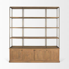 Baron Light Brown/Gunmetal 4-Door Wood Open Shelving Unit - Ornate Home
